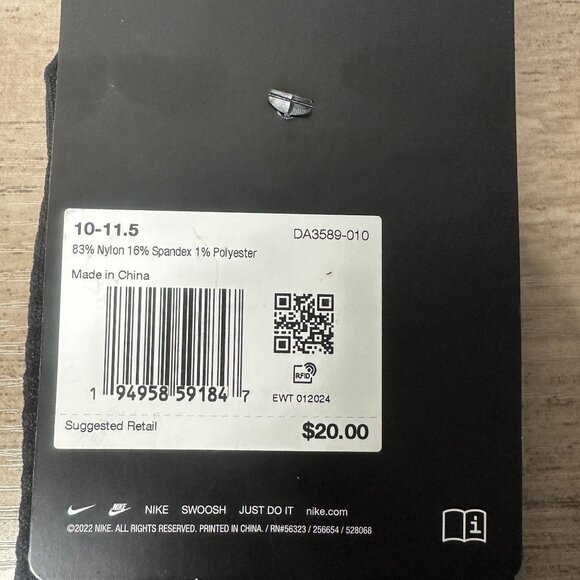 NWT Nike Unisex Spark Lightweight No Show Run Socks Black Size Large (DA359-010) - Picture 7 of 10